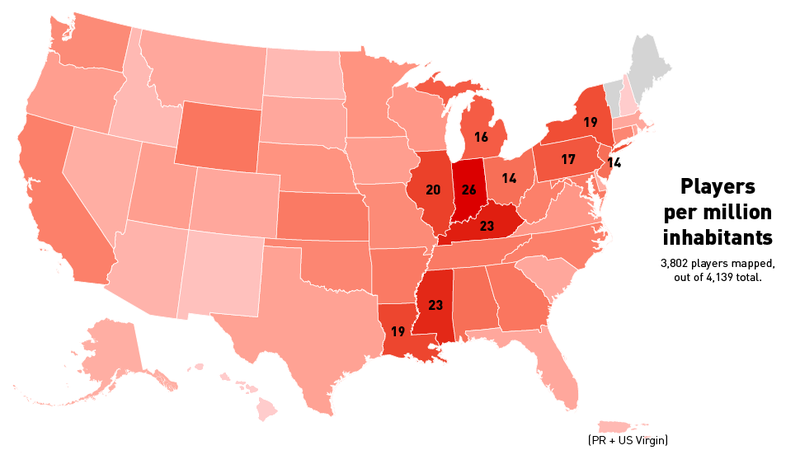 Illustration for article titled Infographics: Where Do Pro Basketball Players Come From?